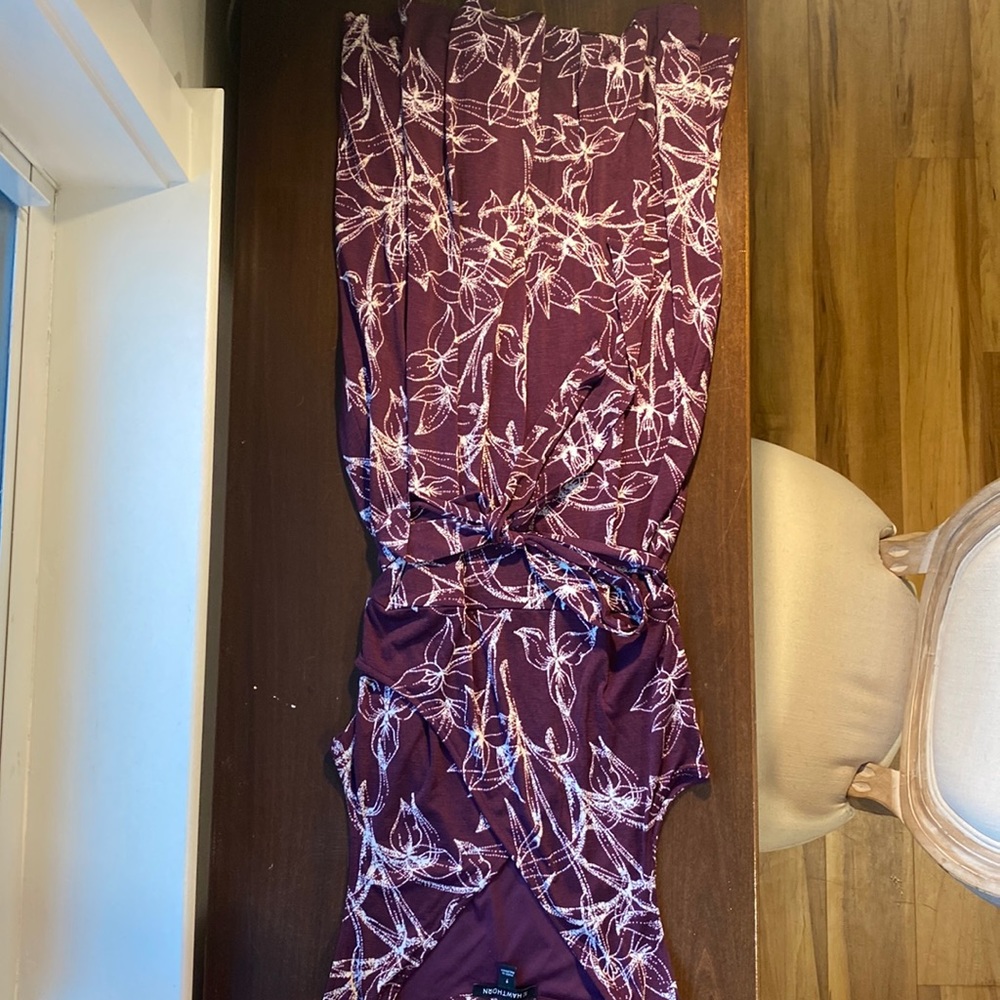 Classic botanical marron dress with tie!